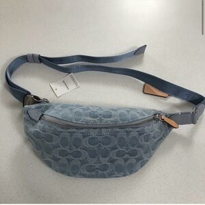 Coach Charter Belt Bag. Denim. Never used, new with tags. no longer sold.
